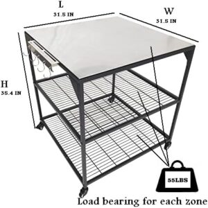 Discover the ultimate outdoor dining experience with this three-shelf cart featuring a stainless steel pizza oven, grill, and heavy-duty construction. Perfect for backyard gatherings, up to 64" long.