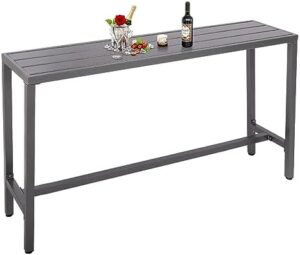 Elevate your outdoor gatherings with the Outdoor Bar Table, featuring a sturdy black design and spacious counter height perfect for serving food and drinks. Perfect for patios, gardens, yards, balconies, or poolside gatherings!