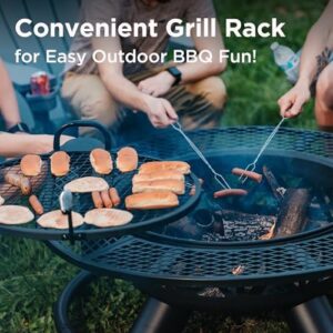 Elevate your backyard gatherings with the Red Mountain Valley 47" Outdoor Fire Pit featuring a 2-in-1 design, adjustable grill, and large wood burning firepit bowl for up to 8 hours of warmth.