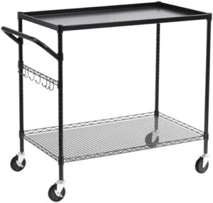 Elevate your storage and serving needs with the WDT 2-Tier Utility Cart featuring metal construction, 1000LBS capacity, and heavy-duty wheels. Perfect for warehouses, garages, kitchens, and more.