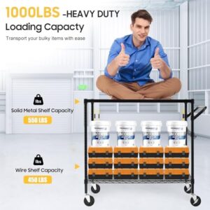 Elevate your storage and serving needs with the WDT 2-Tier Utility Cart featuring metal construction, 1000LBS capacity, and heavy-duty wheels. Perfect for warehouses, garages, kitchens, and more.