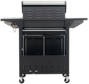 "Enjoy outdoor gatherings with the 4 Burner BBQ Propane Gas Grill featuring a stainless steel cart style, side table, and thermometer. Perfect for patios, gardens, or backyard barbecues."