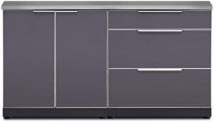Elevate your outdoor kitchen with the NewAge Products Aluminum 3-Piece Cabinet, featuring covers and a modern design. Perfect for camping or backyard gatherings, this set offers ample storage and durability.