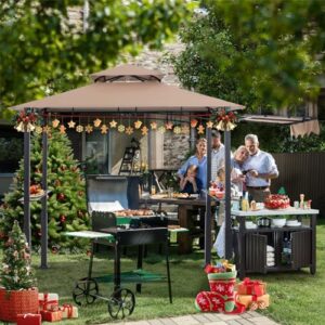 Here is the meta description:

"Upgrade your outdoor grilling experience with this Grill Gazebo featuring extra awning and 2 LED lights for patio and backyard use. Perfect for khaki-themed parties, dimensions 11x5 feet."