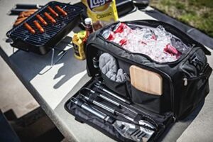 "Grill in style with the PICNIC TIME NCAA BBQ Kit, a comprehensive cooler tote featuring barbecue accessories for your next outdoor gathering. Includes everything you need to host a successful backyard bash!"