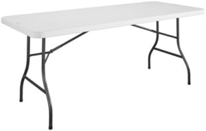 Elevate your events with the COSCO 6 Foot Blow Molded Folding Table, a sturdy and compact solution for indoor and outdoor gatherings. Perfect for parties or meetings, its white finish fits any decor.
