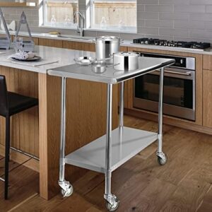 Here is the generated SEO meta description:

"Elevate your commercial kitchen workflow with this STABLEINK Stainless Steel Table featuring caster wheels, adjustable undershelf, and sturdy construction. Perfect for restaurants, hotels, garages, and more - shop now and enjoy a special discount!"