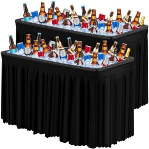 Here is the optimized meta description:

"Stay cool with Suzile's 2-set folding ice cooler table featuring drain and removable skirt. Perfect for picnics, BBQs, camping and more. Dimensions: 4 feet."