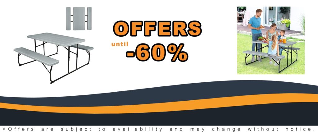 GYMAX Picnic Table - Folding & Weather-Resistant Outdoor Seats 550 LBS Capacity