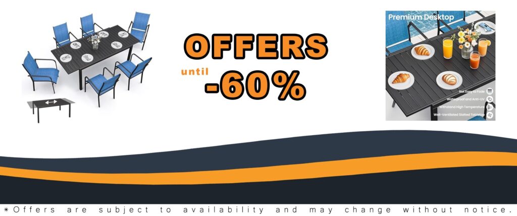 38″-84″ Extendable Outdoor Dining Table Set for 4-8 Person