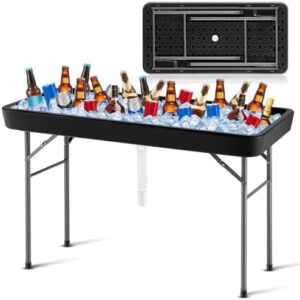 "Stay cool at outdoor events with Suzile's 4 Feet folding ice table, featuring a drain for easy cleanup. Perfect for picnics, BBQs, camping, and weddings. Compact design makes it ideal for small spaces."