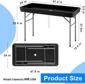"Stay cool at outdoor events with Suzile's 4 Feet folding ice table, featuring a drain for easy cleanup. Perfect for picnics, BBQs, camping, and weddings. Compact design makes it ideal for small spaces."