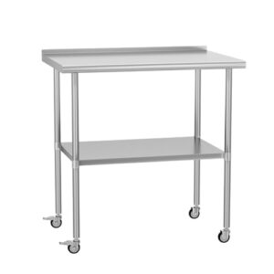 Elevate your kitchen workflow with the stainless steel table featuring wheels and adjustable undershelf, ideal for commercial kitchens, outdoor spaces, restaurants, hotels, and garages, measuring 24 x 36 inches. Save big with our exclusive deals!