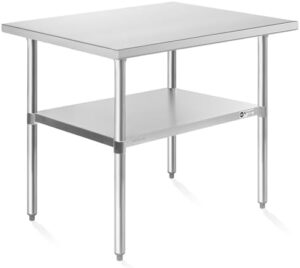 Here is the optimized SEO meta description:

"Boost kitchen efficiency with Kutler's 30x48-inch stainless steel table featuring an undershelf for storage. Perfect for restaurants, hotels or homes, this heavy-duty NSF-approved prep and worktable offers a durable solution."