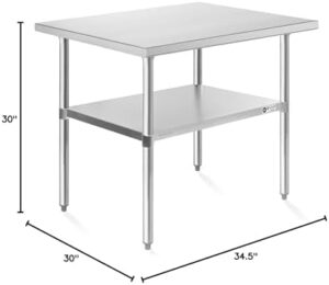 Here is the optimized SEO meta description:

"Boost kitchen efficiency with Kutler's 30x48-inch stainless steel table featuring an undershelf for storage. Perfect for restaurants, hotels or homes, this heavy-duty NSF-approved prep and worktable offers a durable solution."