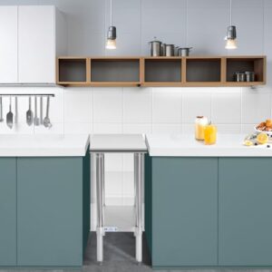 Elevate your kitchen or restaurant prep with the Hally Stainless Steel Table, featuring a heavy-duty construction, undershelf storage, and galvanized legs for durability. Perfect for NSF commercial use.