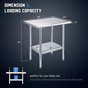 Here is the generated SEO meta description:

"Boost kitchen efficiency with Profeeshaw's NSF-certified stainless steel prep table, featuring a 30x24 inch surface and undershelf storage. Perfect for commercial or home use."