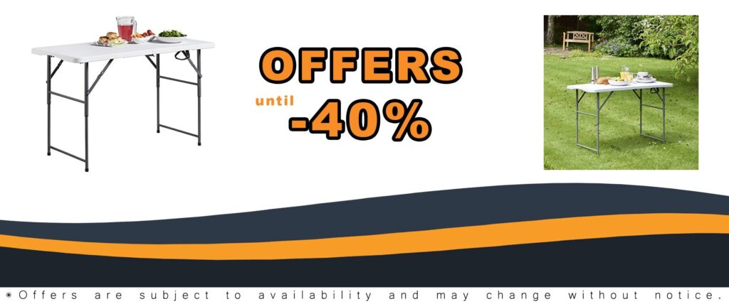VonHaus 4ft Portable Folding Table with Adjustable Height