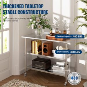 Elevate your commercial kitchen or outdoor cooking experience with this durable Stainless Steel Table featuring adjustable undershelves and backsplash, perfect for food prep, catering, or restaurant use.