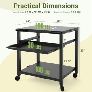 Here is the optimized SEO meta description:

"Stay organized and fueled during outdoor gatherings with Nuuk's 24"x30" grill prep table featuring a 3-layer pizza oven, movable design, and universal wheels for effortless backyard BBQs."