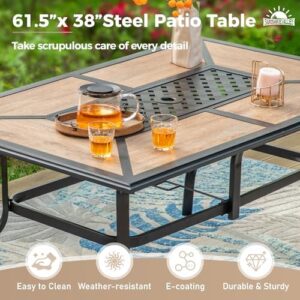 Here is the generated SEO meta description:

"Enhance outdoor gatherings with this 7-piece patio dining set featuring a sturdy metal table and 6 chairs. Perfect for lawn, garden or deck use."