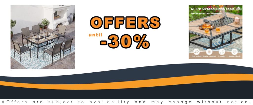 7 Piece Patio Dining Set for 6 People Outdoor