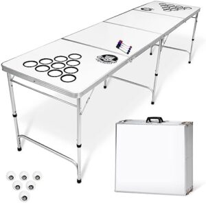 Here's a clear and persuasive SEO meta description optimized for WordPress Yoast SEO:

"Upgrade your game nights with the GoPong 8 Foot Portable Beer Pong - Tailgate Tables, available in black, football, American flag, or custom dry erase designs. Perfect for outdoor gatherings!"