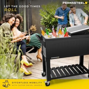 Coolest outdoor gatherings start here! Our Permasteel 80-Qt Antique Patio Cooler features wooden teak accents, rolling wheels and handles for effortless transport. Perfect for backyard BBQs and events!