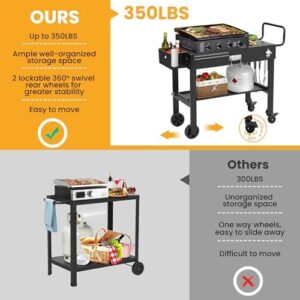 Unlock outdoor cooking freedom with the Foldable Outdoor Grill Cart, featuring a stainless steel cooking station and locking wheels. Perfect for camping, picnics, and backyard gatherings, its 31" x 17" space accommodates large BBQs.