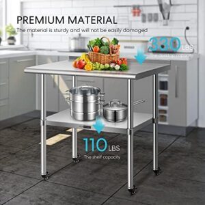 Boost your commercial or home kitchen with VIVOHOME's stainless steel work table featuring a backsplash, wheels, and ample prep space. Perfect for restaurants, hotels, homes, and warehouses. Great value!