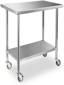 Elevate your commercial kitchen workflow with the STABLEINK Stainless Steel Table featuring adjustable undershelf storage and caster wheels. Perfect for restaurants, hotels, garages, or home use - 24 x 30 inches.