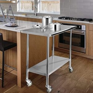 Elevate your commercial kitchen workflow with the STABLEINK Stainless Steel Table featuring adjustable undershelf storage and caster wheels. Perfect for restaurants, hotels, garages, or home use - 24 x 30 inches.