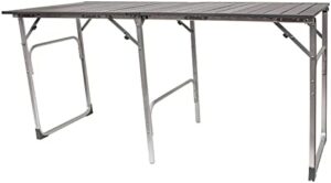 Here is the generated SEO meta description:

"Portable outdoor dining table perfect for barbecues, camping, and picnics. Heat-resistant aluminum tabletop seats 4 people and folds slim for easy storage."