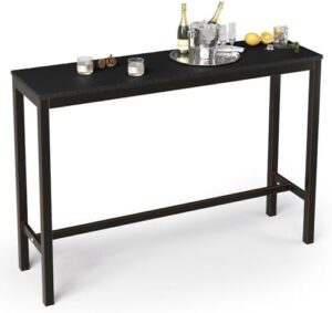 Elevate your outdoor gatherings with this waterproof patio bar table featuring a slatted top and sturdy design for hot tubs, balconies, or yards. Perfect for indoor or outdoor use!