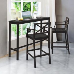 Elevate your outdoor gatherings with this waterproof patio bar table featuring a slatted top and sturdy design for hot tubs, balconies, or yards. Perfect for indoor or outdoor use!