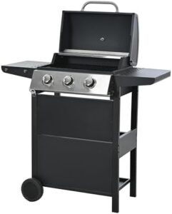 Boost backyard gatherings with this 4-burner propane BBQ grill, featuring a stainless steel thermometer and 34200 BTU output for large groups. Perfect for outdoor cooking kitchen and patio use!