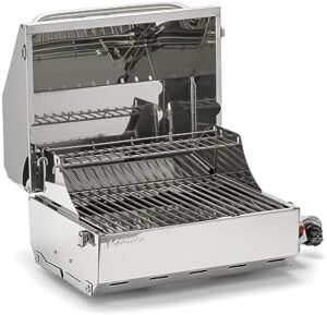 Discover the Camco Kuuma Stow N'Go 216 Elite Propane Grill, featuring a built-in thermometer, push-button igniter, and fold-away legs. Perfect for camping and outdoor adventures!