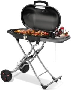 Here is the generated SEO meta description:

"Compact and portable propane gas grill with 406 sq.in. grilling areas, porcelain-enamelled cast iron grates, and built-in thermometer. Perfect for patios, parties, or everyday use. Grill like a pro with this rugged and reliable BBQ grill."