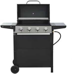 Discover the ultimate outdoor cooking experience with our 4 Burner BBQ Propane Gas Grill featuring a stainless steel cabinet and wheels, perfect for backyard barbecues.