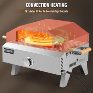 Cook up a perfect outdoor pizza party with Razorri's propane pizza oven, featuring a 13" stone and thermometer. Perfect for camping, patios, or backyard cooking, this versatile grill also serves as a gas pizza maker.