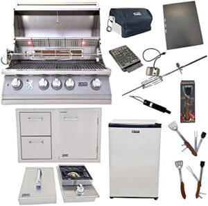 Upgrade your backyard gatherings with this comprehensive grill bundle: 32-Inch Liquid Propane Grill, Single Side Burner, and eco-friendly combo. Perfect for outdoor enthusiasts!