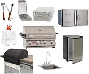 Upgrade your outdoor cooking experience with the BULL GRILLS The Angus 30" Propane Gas Grill, featuring a refrigerator, single side burner, and double drawer combo. Includes free cover and bio-ethanol fire pit. Perfect for backyard gatherings!
