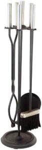 Perfect your home decor with the Neoclassic 5-piece Fireplace Tool Set, featuring polished chrome and black finish. Enjoy this elegant set's durability and functionality for a cozy ambiance. Save up to 30% on this stylish addition!