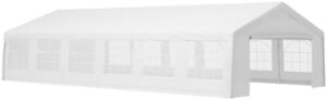 "Transform outdoor events with this 20' x 40' heavy duty party tent featuring removable sidewalls and double doors. Ideal for weddings, parties, BBQs, and more."