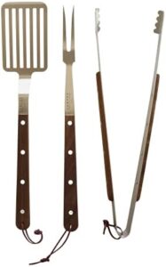 Enhance your backyard gatherings with this Premier 20" Walnut 3-Piece BBQ Set, featuring a grill, serving utensils, and tongs. Perfect for outdoor cooking, great value at an affordable price with discounts available.