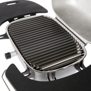 Here is the optimized SEO meta description:

"Portable charcoal grill and smoker perfect for camping, backyard grilling, or tailgating. Cast aluminum construction and graphite finish ensure durability and style."