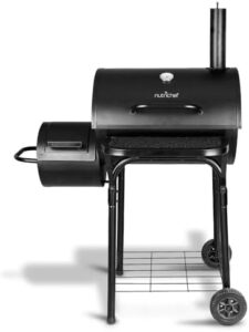 Unlock the art of outdoor cooking with NutriChef's portable charcoal grill offset smoker. Compact stainless steel design perfect for camping & backyard BBQ, includes cover for easy transport and storage.