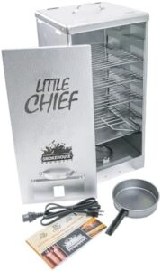 Here is the generated SEO meta description:

"Low to mid temperature smoker perfect for fish, sausage, cheese and other meats. Smoke up to 25 pounds with Little Chief's compact design."