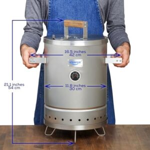 Here is the output:

Discover efficient slow cooking with this versatile 2-in-1 charcoal smoker and grill, featuring a thermometer and airlock system for optimal results.