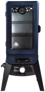 Master the art of slow cooking with Pit Boss Grills' electric smoker featuring 684 sq inches of cooking space and blue hammertone design. Perfect for BBQ enthusiasts, great deals available!